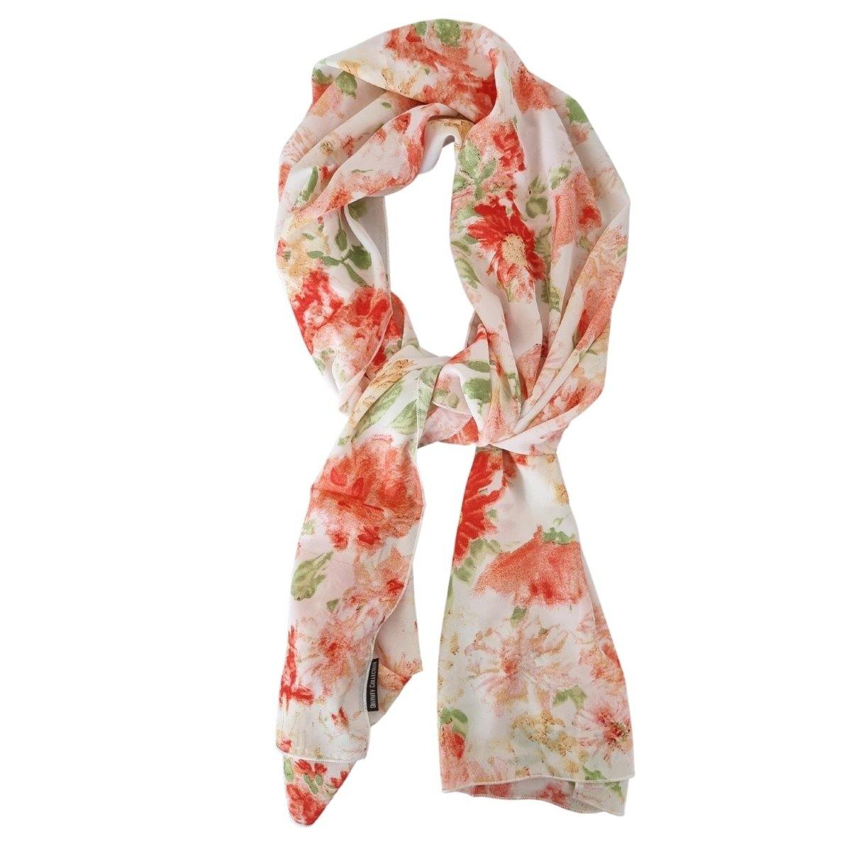 White and Coral Floral Hijab - Divinity Collection