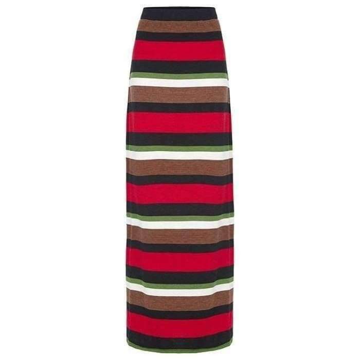 Woolen Red and Green Stripe Skirt - Divinity Collection
